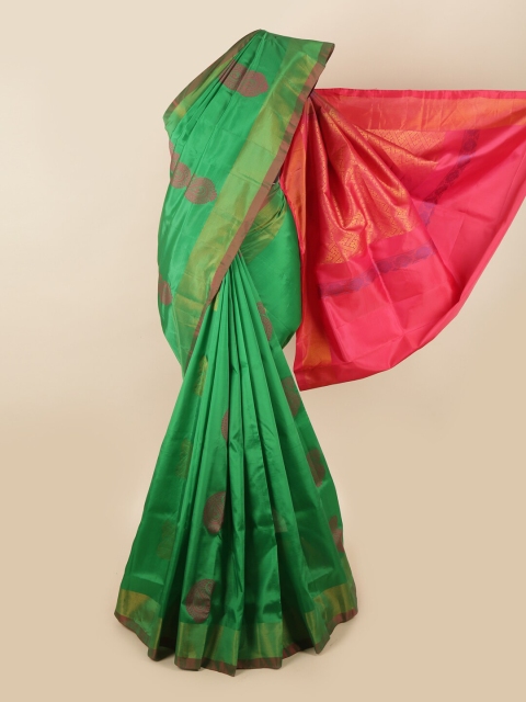 

Pothys Green & Pink Ethnic Motifs Zari Pure Silk Saree