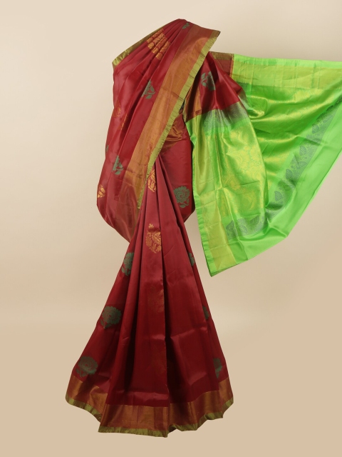 

Pothys Maroon & Green Floral Zari Pure Silk Saree