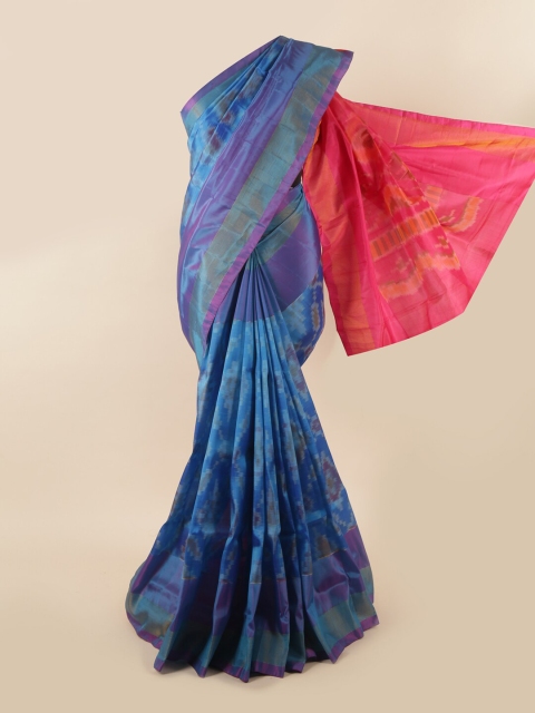 

Pothys Blue & Pink Printed Zari Pure Silk Saree