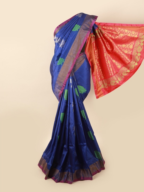 

Pothys Blue & Pink Woven Design Zari Pure Silk Saree