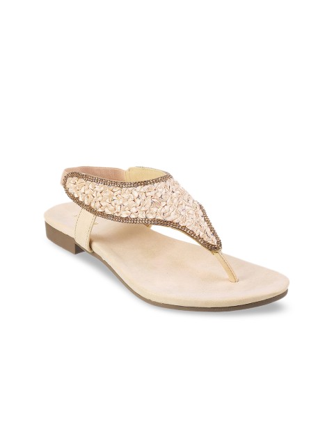 

Mochi Women Gold-Toned T-Strap Flats
