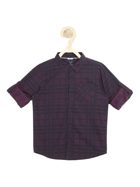 

Allen Solly Junior Boys Purple Slim Fit Opaque Checked Pure Cotton Casual Shirt