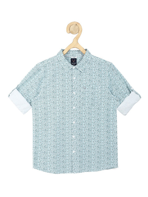 

Allen Solly Junior Boys Blue Slim Fit Opaque Micro Ditsy Printed Pure Cotton Casual Shirt