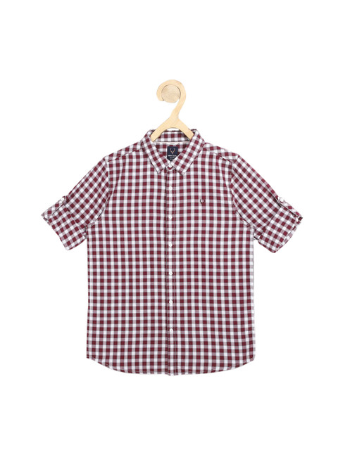 

Allen Solly Junior Boys Maroon Slim Fit Gingham Checks Opaque Checked Casual Shirt