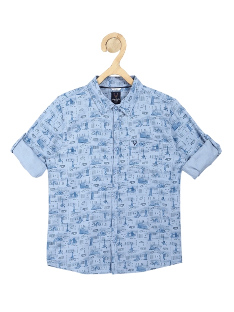 

Allen Solly Junior Boys Blue Slim Fit Opaque Printed Casual Shirt