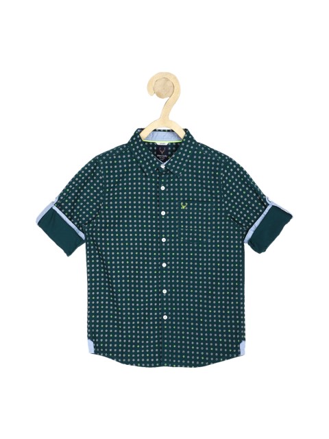 

Allen Solly Junior Boys Green Slim Fit Opaque Printed Casual Shirt