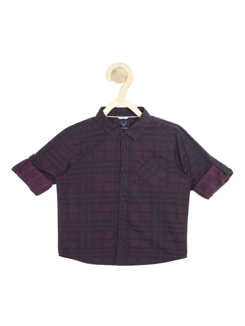 

Allen Solly Junior Boys Purple Slim Fit Opaque Pure Cotton Checked Casual Shirt