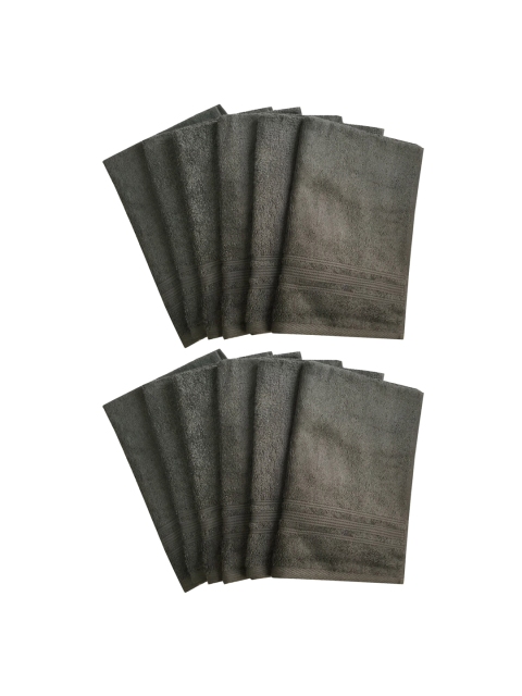 

Lushomes Set Of 12 Grey Solid Super Absorbent 450 GSM Pure Cotton Hand Towels