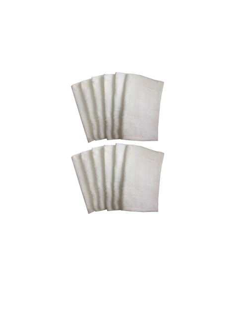 

Lushomes Set Of 12 White Solid 450 GSM Pure Cotton Hand Towels