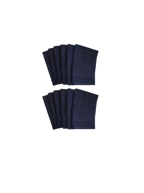 

Lushomes Set Of 12 Navy Blue Solid Pure Cotton Hand Towels