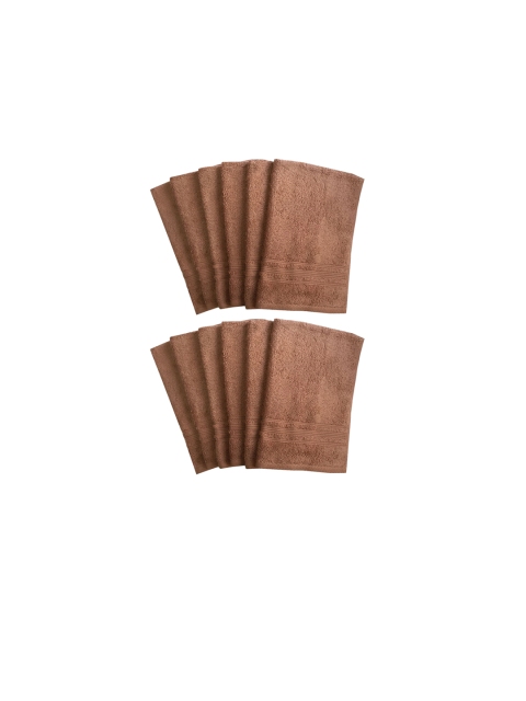 

Lushomes Set of 12 Brown Solid 450 GSM Cotton Hand Towels