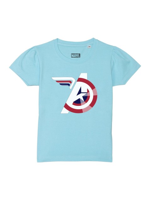 

Marvel by Wear Your Mind Girls Blue Captain America Printed T-shirt