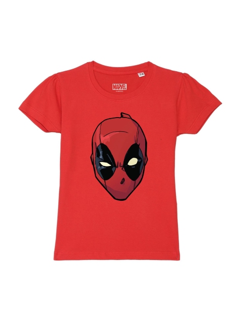 

Marvel by Wear Your Mind Girls Red Deadpool Printed Pure Cotton T-shirt