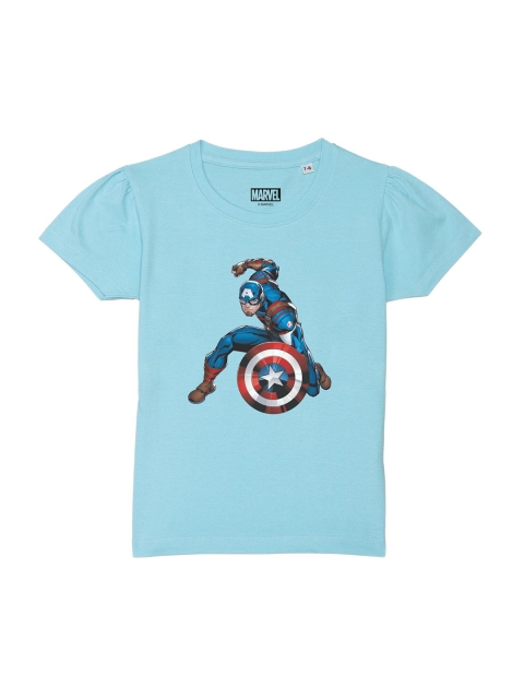 

Marvel by Wear Your Mind Girls Blue Marvel Avengers Printed T-shirt