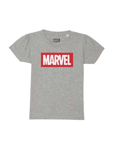 

Marvel by Wear Your Mind Girls Grey & Red Typography Marvel Printed Pure Cotton T-shirt