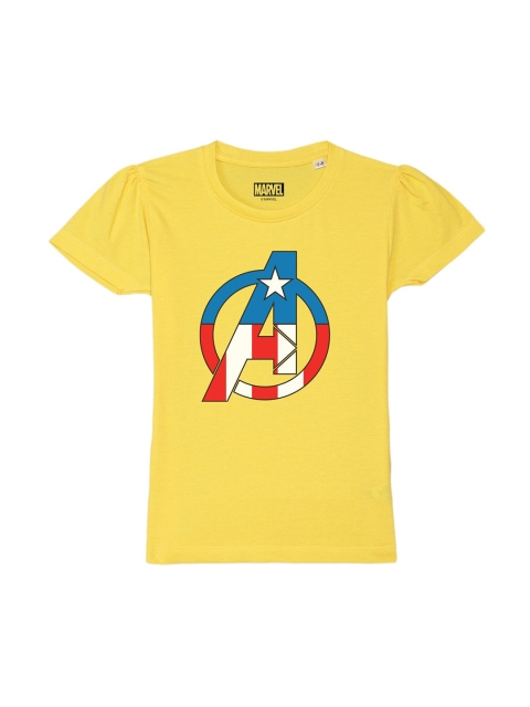 

Marvel by Wear Your Mind Girls Yellow Avengers Printed T-shirt