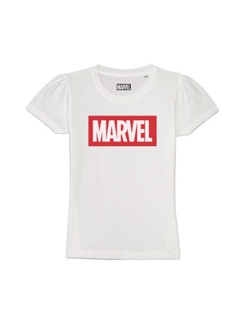 

Marvel by Wear Your Mind Girls White Marvel Printed T-shirt