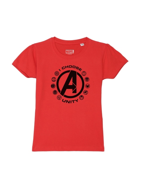 

Marvel by Wear Your Mind Girls Cotton Red & Black Avengers Printed T-Shirt