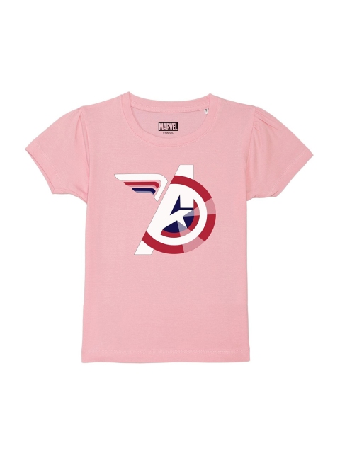 

Marvel by Wear Your Mind Girls Cotton Pink Avengers Printed T-Shirt