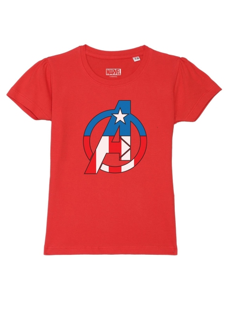 

Marvel by Wear Your Mind Girls Red & Blue Avengers Printed Pure Cotton T-shirt