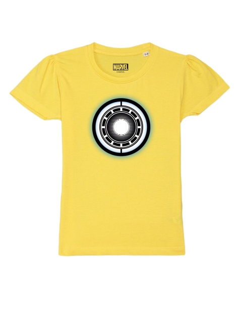 

Marvel by Wear Your Mind Girls Yellow & Blue Iron Man Printed Pure Cotton T-shirt