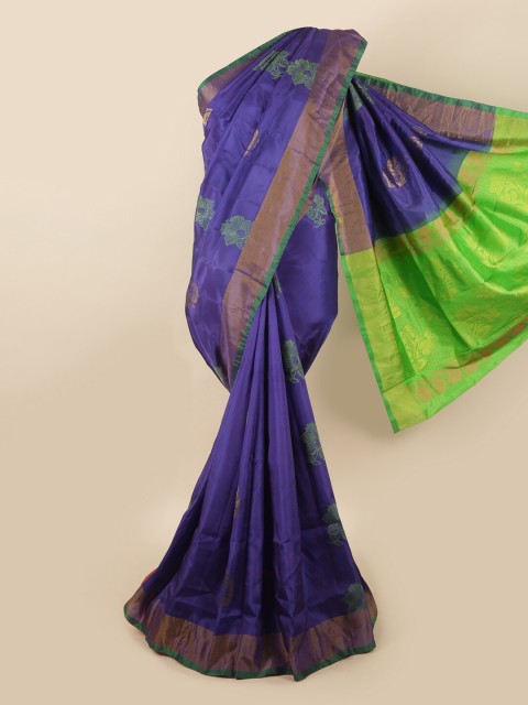 

Pothys Violet & Green Woven Design Zari Pure Silk Saree