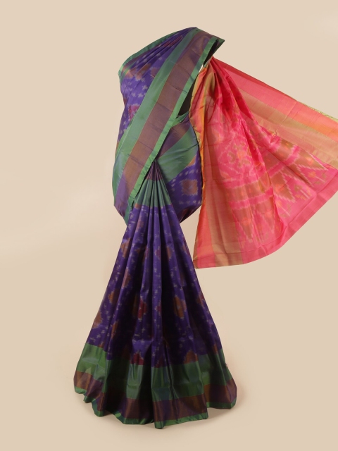 

Pothys Violet & Pink Ethnic Motifs Zari Pure Silk Saree