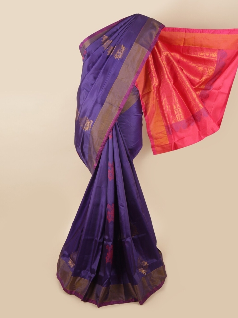 

Pothys Violet & Pink Floral Zari Pure Silk Saree