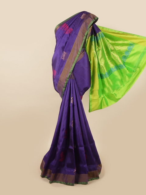 

Pothys Violet & Green Ethnic Motifs Zari Pure Silk Saree