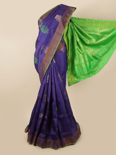 

Pothys Violet & Green Woven Design Zari Pure Silk Saree