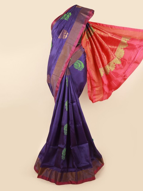 

Pothys Violet & Pink Ethnic Motifs Zari Pure Silk Saree