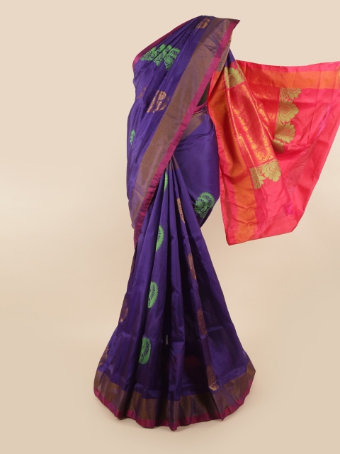 

Pothys Violet & Pink Ethnic Motifs Zari Pure Silk Saree