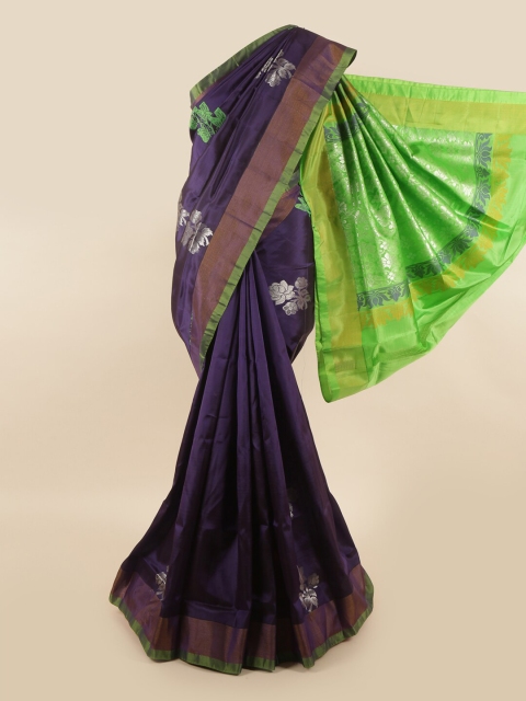 

Pothys Violet & Green Woven Design Zari Pure Silk Saree