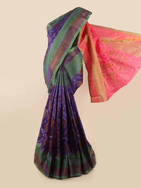 

Pothys Violet & Pink Ethnic Motifs Zari Pure Silk Saree