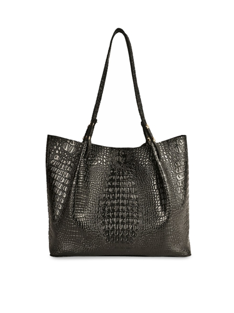 

SASSAFRAS Black Textured PU Shopper Tote Bag