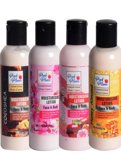 

Pink Plums 4 Pcs Paraben Free Pink Plums Cocoshea Almond Blossom Skin Fruit Lotion 200 ML, Multi