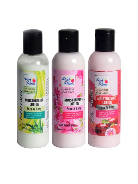 

Pink Plums Pack of 3 Aloevera Blossom Body Lotions- 200 ML Each, Multi