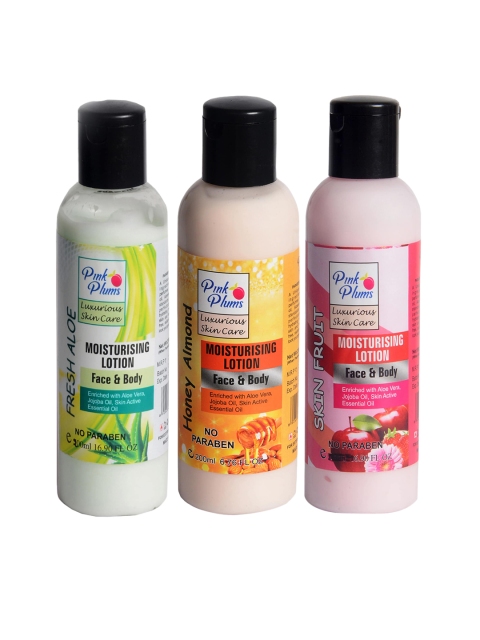 

Pink Plums Pack of 3 Aloevera & Almond Body Lotion-200 ML Each, Multi