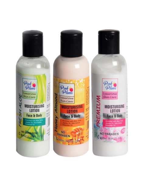 

Pink Plums Unisex Pack of 3 Premium Paraben Free Body Lotion 200ml, Multi