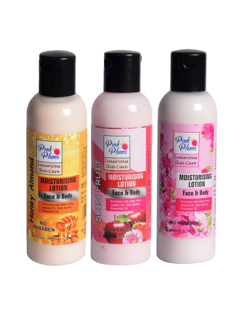

Pink Plums Unisex Pack of 3 Premium Paraben Free Body Lotion 200ml, Multi