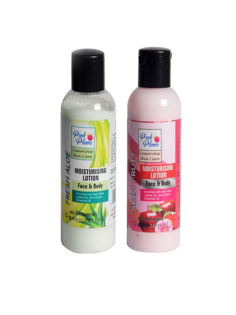 

Pink Plums Set of 2 Aloevera & Skin Fruit Body Lotions, Multi