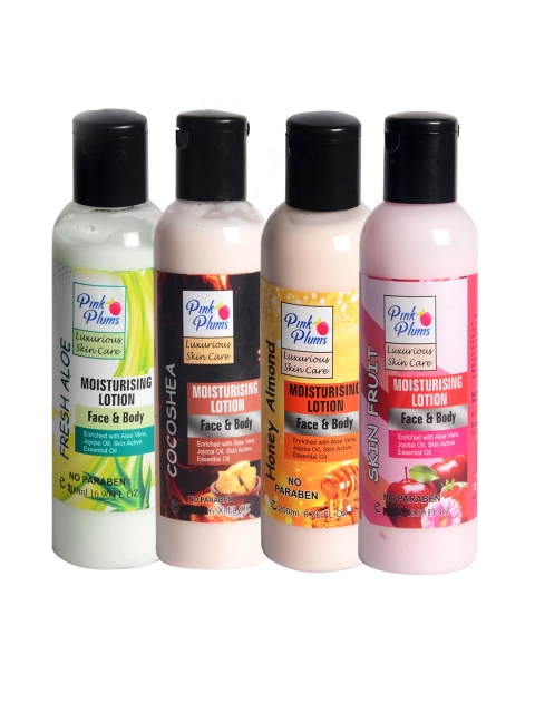 

Pink Plums Unisex Pack of 4 Paraben Free Body Lotions 200ml each, Multi