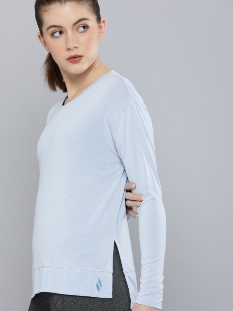 

Skechers Women Blue Drop-Shoulder Sleeves T-shirt