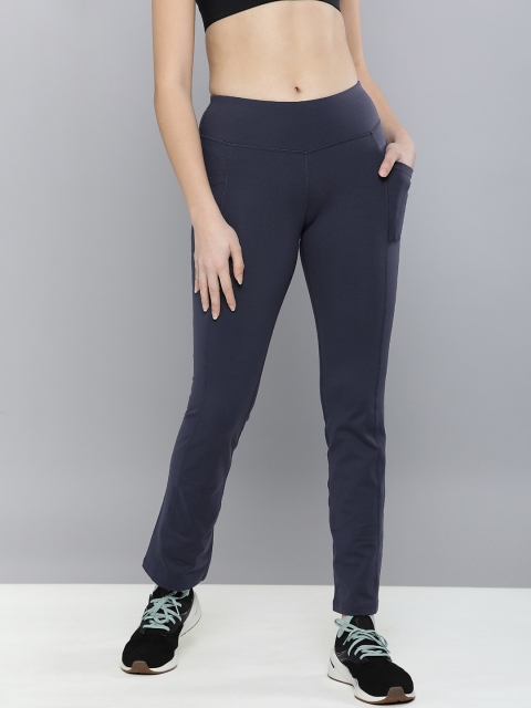 

Skechers Women Navy Blue Solid Straight Fit Track Pants