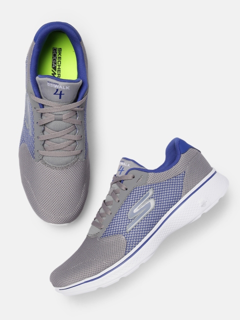 

Skechers Men Grey & Blue Go Walk 4 Walking Shoes