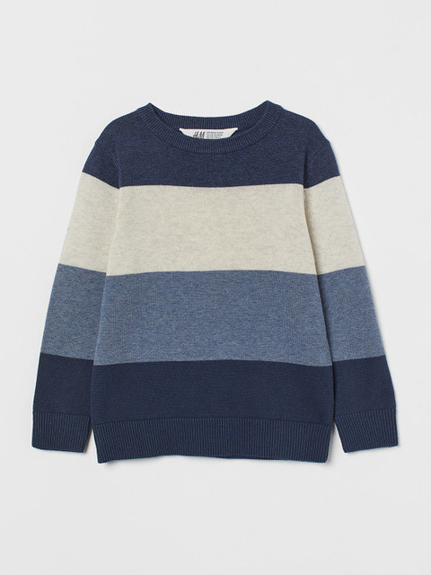 

H&M Boys Blue & Off White Colourblocked Knitted Jumper