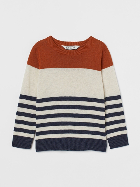 

H&M Boys Off-White & Brown Pure Cotton Knitted jumper