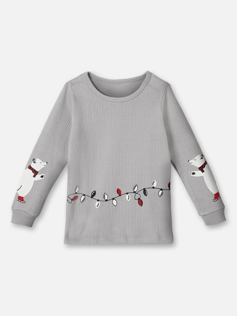 

You Got Plan B Kids Grey & White Printed Thermal Top