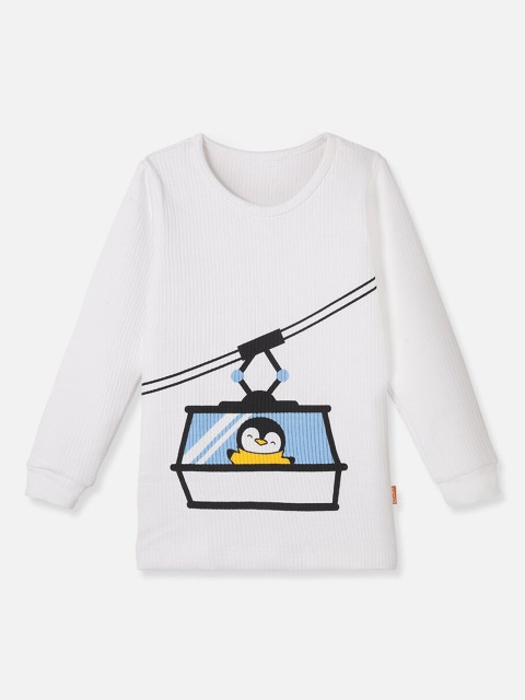 

You Got Plan B Kids White & Blue Printed Thermal Tops