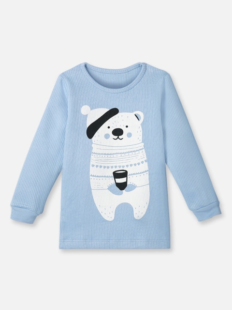 

You Got Plan B Kids Blue & White Printed Thermal Top